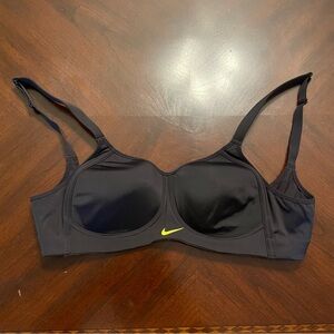 Nike Black and Neon Yellow Sports Bra 34C